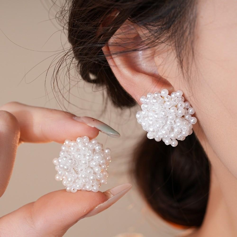 10pcs/Set Exquisite Flower Stud Earrings White Imitation Pearl Stud Party