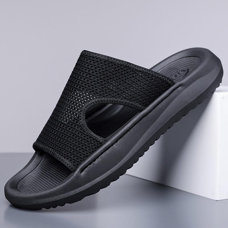 Mesh slippers men's summer new men's platform casual beach sandals trend one-word drag