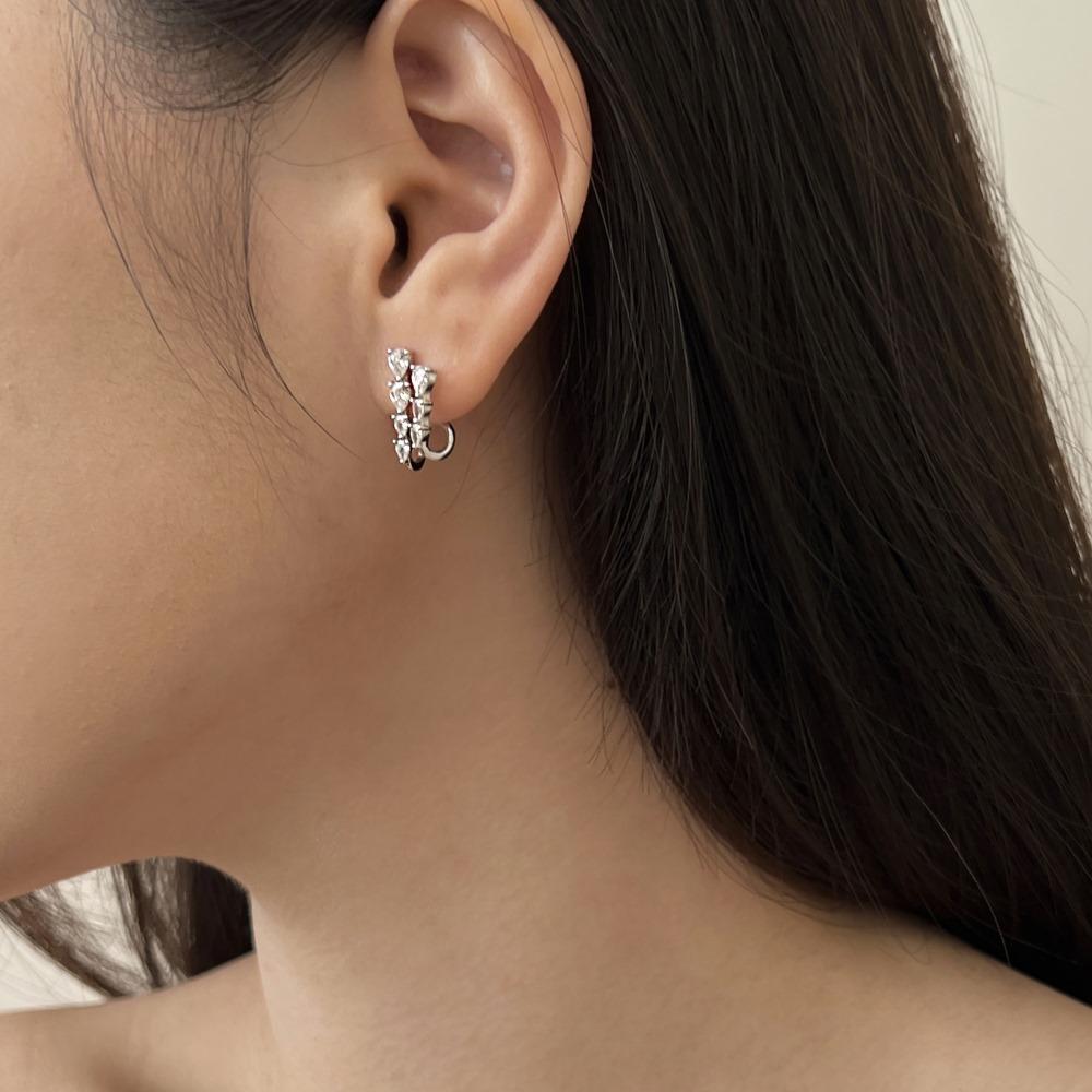 Dylam Luxury Geometric S925 Silver Jewelry 18K Gold Plated Earring Cz Zirconia Double Layer Hoops Hook Stud Earrings for Women
