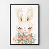 Rabbit Bunny Flowers Poster for Children
