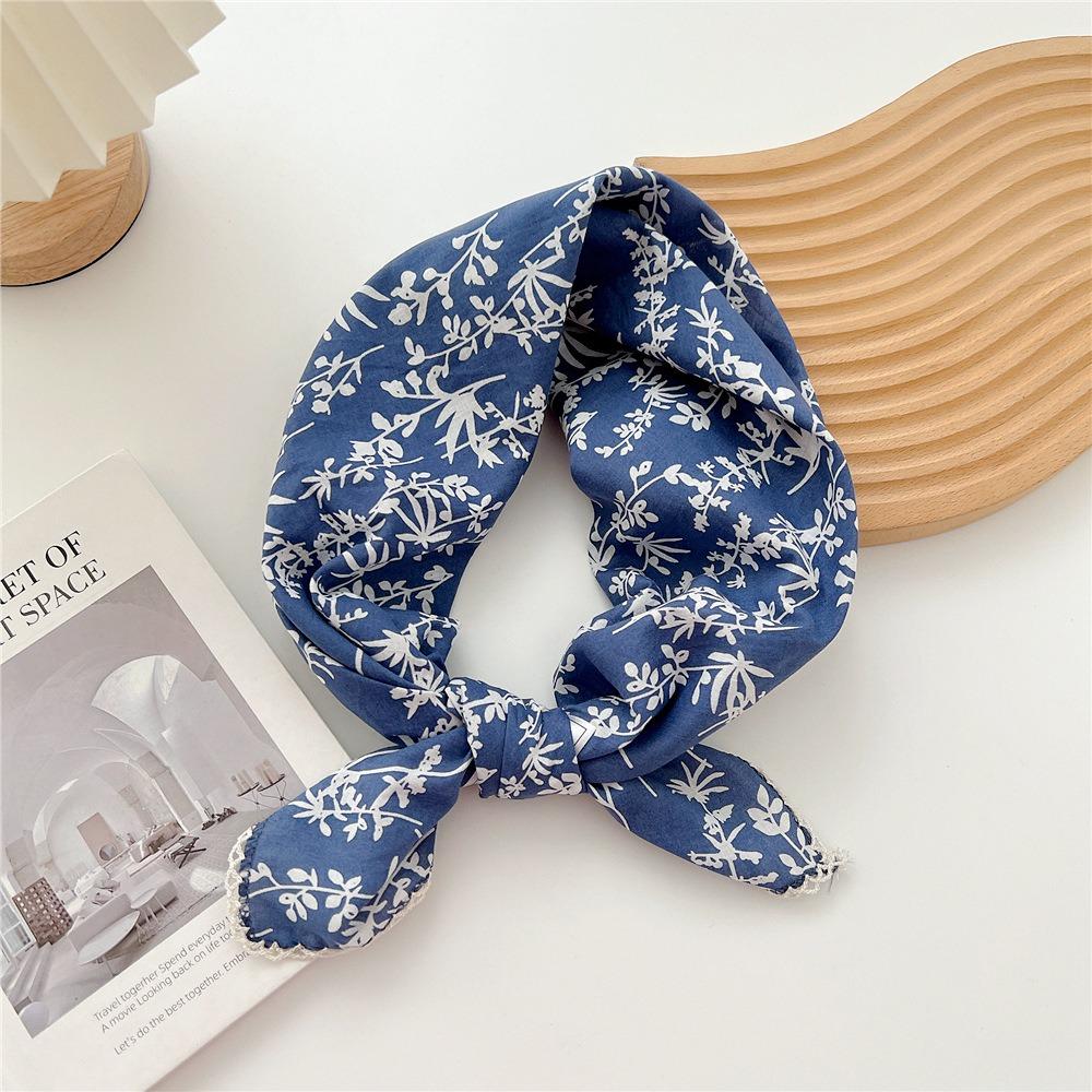 Floral Cotton Linen Print Scarves Scarf Hair Band Square Handkerchief  Scarf Accessories