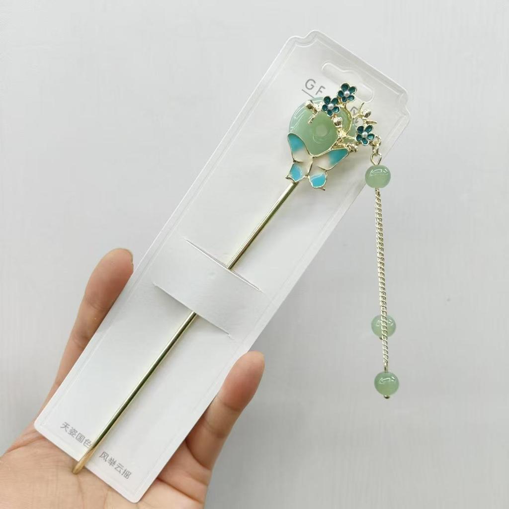 Fairy Flower Tassel Hairpin For Women Handmade Oil Dripping Floral Hair Stick Jewelry Metal Hair Accessories Girls Hair Pin 1pc