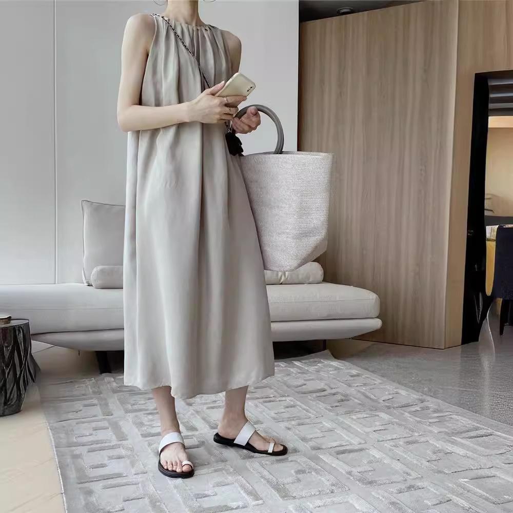Medium and Long Comfortable and Smooth Round Neck Sleeveless Dress Women's Summer Loose Vest Skirt Children's Skirt