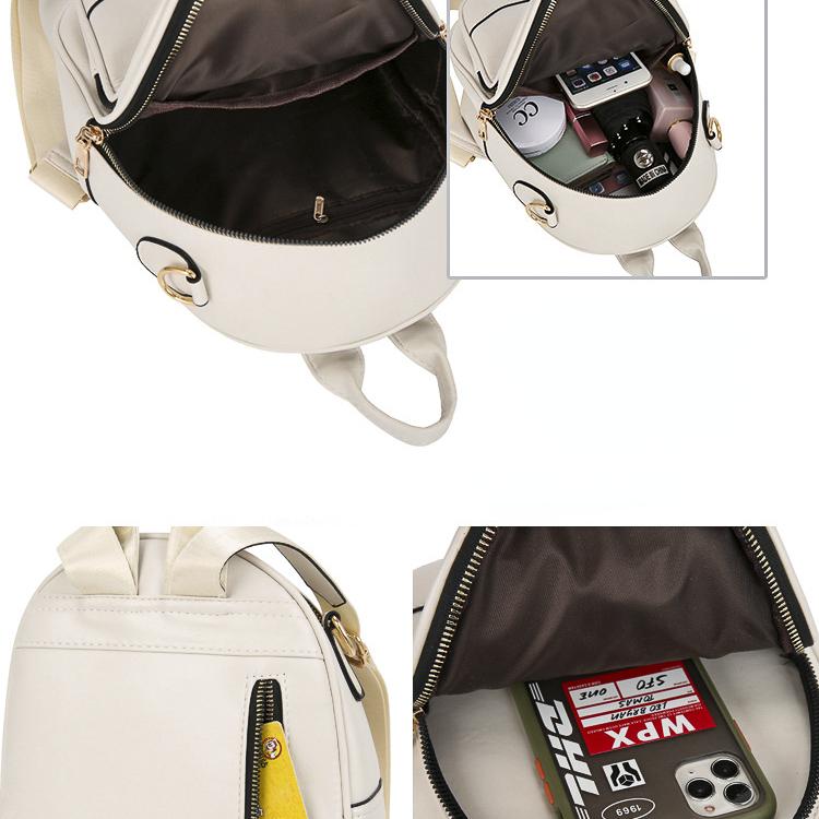 Simple Women's Backpack Casual Zipper Shoulder Bag Solid Color Travel Backpack