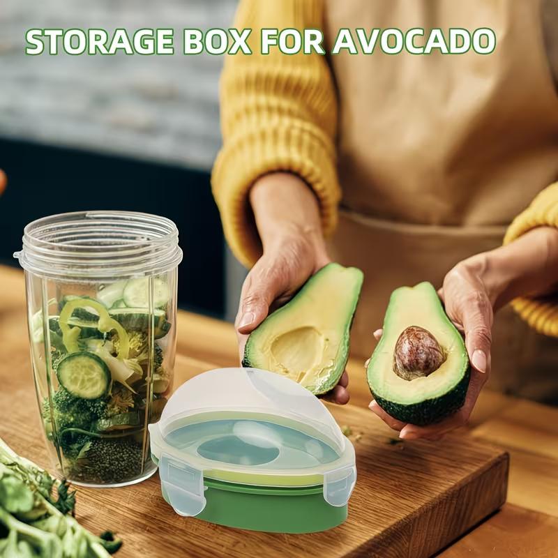 Reusable Avocado Storage Container Plastic Flip Top Fresh Fruit Keeper Box Rectangle Shape Food Saver Pod Dishwasher Safe