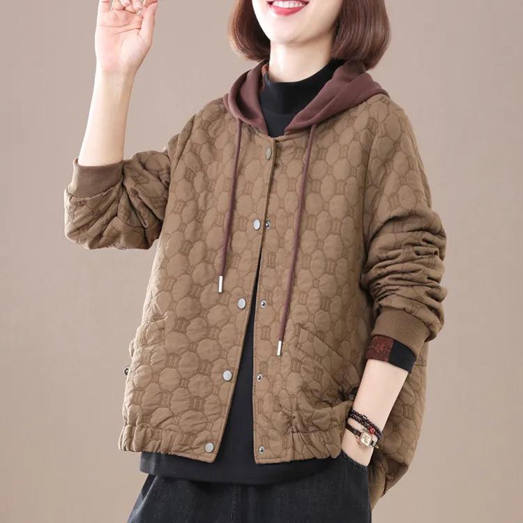 Mamas Jacke: Damen 2025 Übergröße Gesteppt Baumwollgepolstert Leicht Lässig Herbst Winter Mode