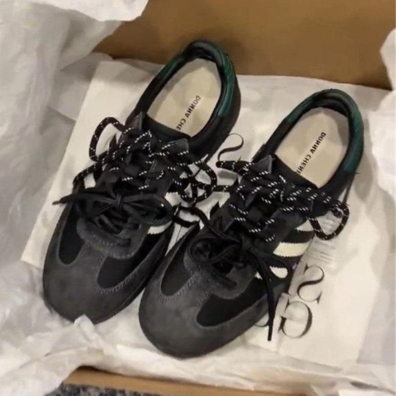 Versatile American Forrest Gump Sports and Leisure Board Shoes Women's 2025 Spring and Autumn New Retro Platform Black German Training Shoes