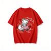 2026 New Arrival Kawaii Hello Kitty Pink Car Print Couple T Shirts Casual Loose Family Matching Outfits Parentchild Tees Tops