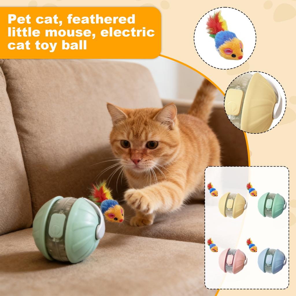 Automatic Cats Toy Ball: Interactive Electric Feather Mouse Toy For Indoor Cats - Self-Entertaining Pet Toy To Burn Energy & Boredom