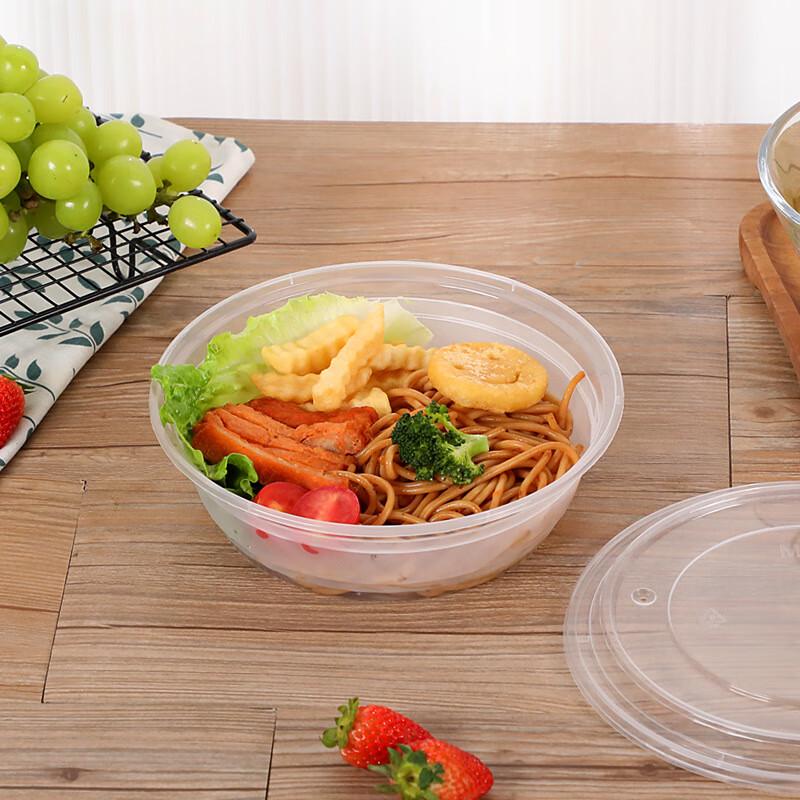 Disposable Round Takeaway Meal & Salad Bowls (1300ml, 90 Sets)