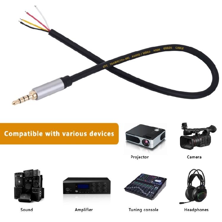 Professional 3.5mm Male Jacks To Bare Wire Audios Cable for Repairing Headphones and Microphones Headsets TRRS Cord