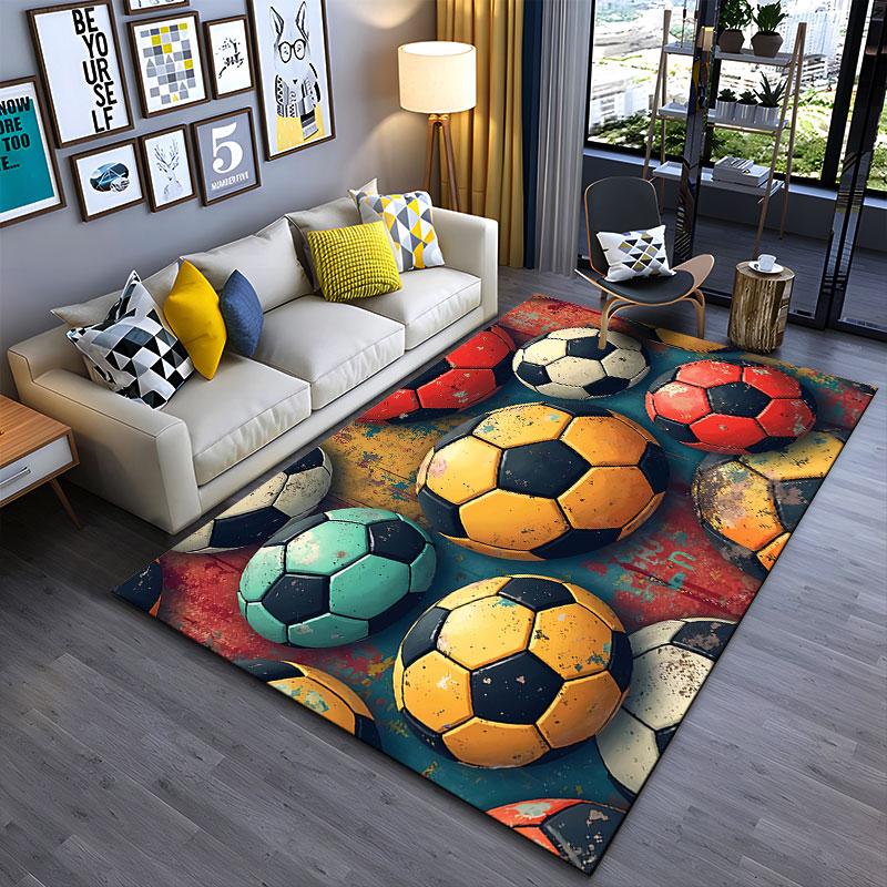 Soccer Ball Pattern Carpet suitable as a non-slip mat for the living room or bedroom sofa