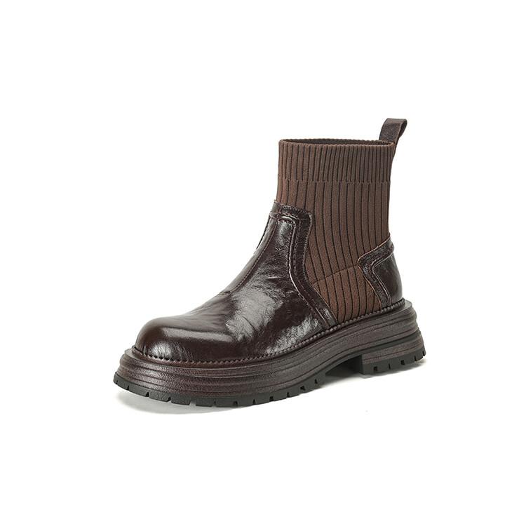 Fashion New Autumn Winter Genuine Leather Women Boots Fashion Platform Boots for Women Chunky Heel Short Boots Botines Mujer High Heels