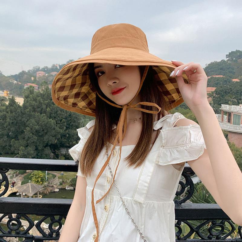Viney sunscreen hat women's 2025 new autumn and winter sun hat sunscreen UV protection large brim bucket hat