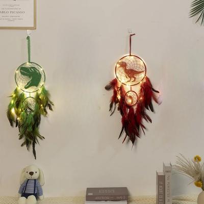 Feather Pendant Decorations Dream Catcher Nets Children's Rooms Home Decor Party Decorations Props with Lights Feather Ornaments