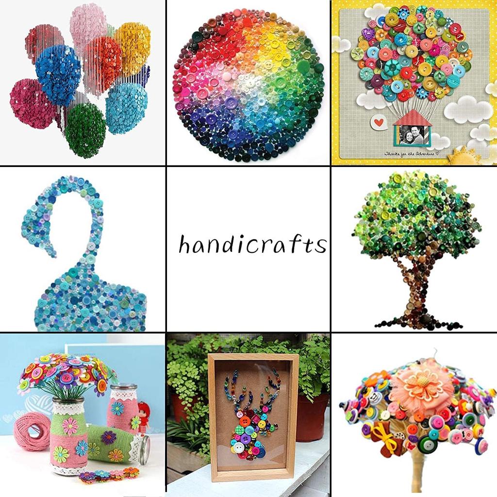 200Pcs Round Buttons Mixed Color Set For Crafts Sewing Diy Manual Button Painting Diy Handmade Ornament Buttons 9/11Mm - 4 Holes