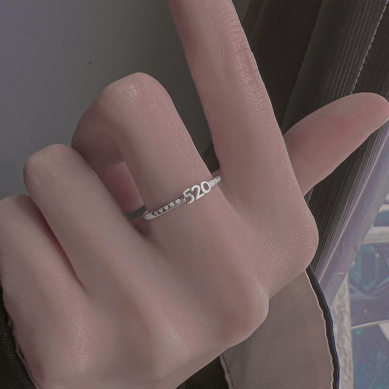 Sweet Romantic I Love You 520 Ring Personality Creative Digital Diamond Index Finger Ring Proposal Confession Gift