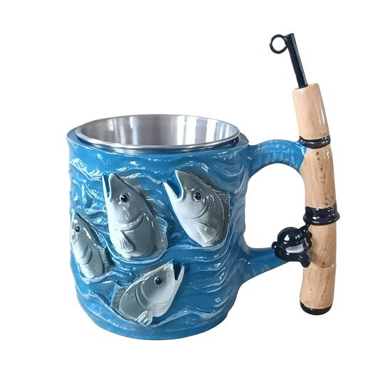 

Кружка на тему рыбалки с ручкой в виде удилища Креативный дизайн рыболовного удилища Чашка для чая и кофе Универсальная посуда Подарок для рыбаков, папы, рыболова 1pc
