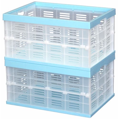 JEJ Astage Foldable Container, Blue, Approx. W35 x D49 x H25.2cm (5.6cm when folded), Ideal for Organizing Tools, Camping, BBQs, and Outdoor Gear