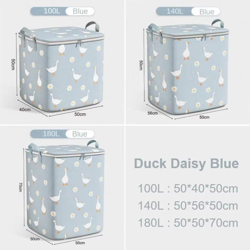 Cotton Quilt Storage Bag Large Capacity Quilt Storage Box Non Woven Clothes Special Storage Moving Luggage Bag Portable 100L синий 1580₽