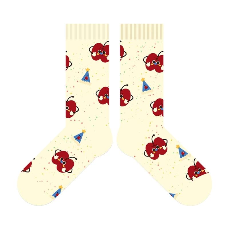 Christmas Festives Cartoon Print Crew Socks Women s Men s Cotton Blend Winter Socks Comfortable Breathable Design