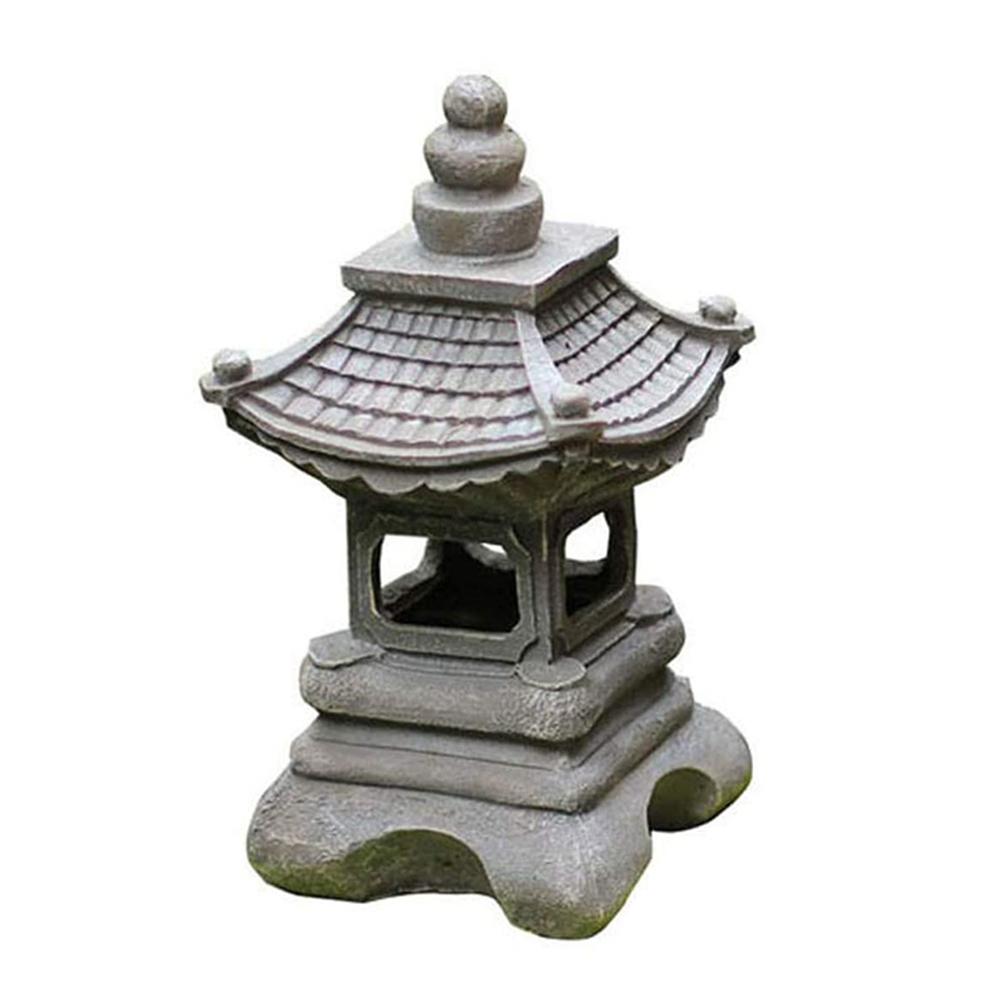 Resin Solar Pavilion Sculpture Lamp Retro Craft Waterproof Pagoda LED Solar Light Ornament Outdoor Garden Lawn Decorations
