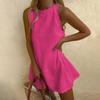 Women's Spring/Summer Solid Scalloped Trim Sleeveless Casual Dress