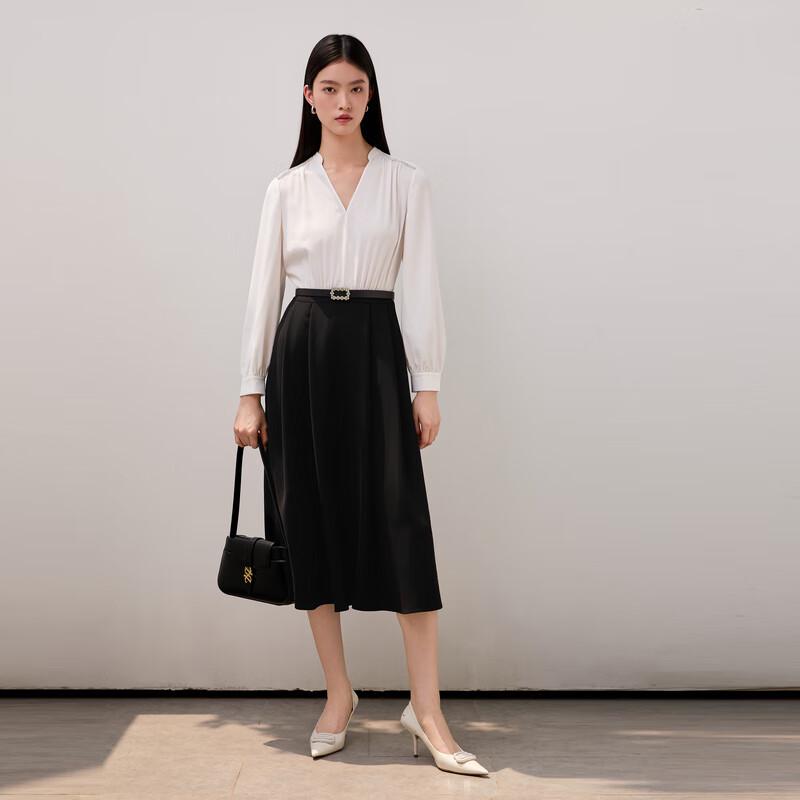 

ELLASSAY Women s Elegant V-Neck Long Sleeve X-Line Midi Dress L