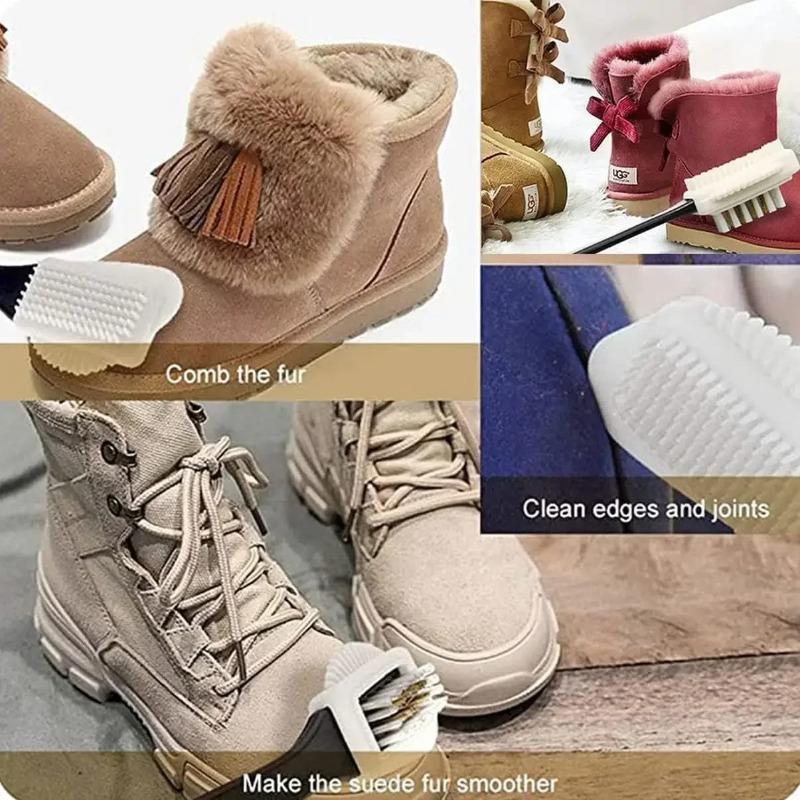 Cleaning Shoe Brush for Suede Nubuck Shoes Stain Dust Shoes Brush Steel Plastic Rubber Boot Household Cleaner Tools