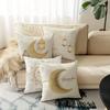 Vikama Ramadan Crescent Moon Cushion Cover Gold Foil-Embossed Lantern Sofa Cushion Cover Eid Al-Fitr Sofa Decorative Pillowcase