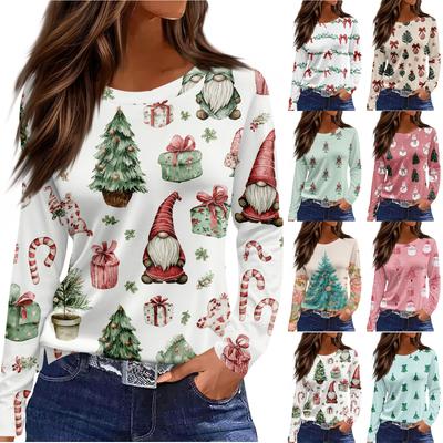 Women's Daily Casual Long-sleeved Printed O-neck Top