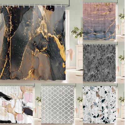 Perdea de duș cu textură de cerneală marmorată în gradient, impermeabilă, colorată, abstractă, geometrică, perdea de baie, decor pentru baie, perdea cu cârlige