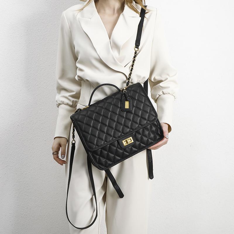 High-quality textured women s backpack 2024 spring-summer crossbody niche design handbag quilted backpack чёрный