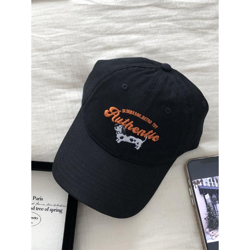Vintage Spotted Dog Embroidered Baseball Cap Children Spring Summer Versatile Street Plum Color Cap Tide