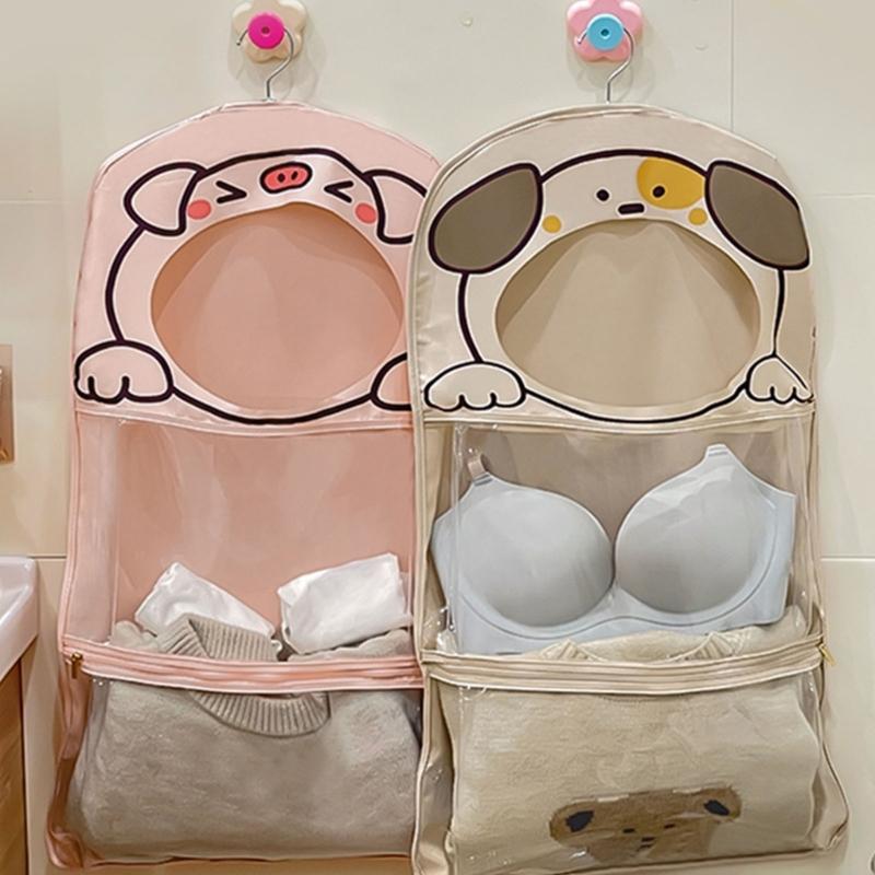 Organizzatori da appendere con apertura extra larga, design a cartone animato, resistenti all'acqua, borsa da parete salvaspazio per la casa, cucine, bagni