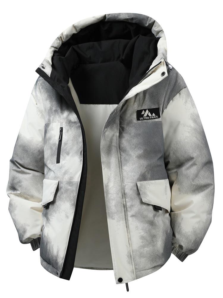2025 Winter Men's Trendy Korean Tie-Dye Hooded Down Jacket