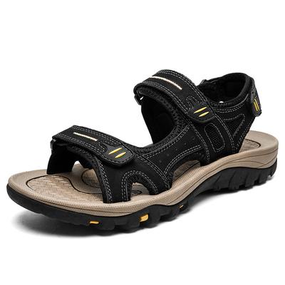 New Leather Sandals Men's Thick-soled Large-size Cowhide Open-toed Casual Beach Shoes Men's Leather Sandals 46 47 48