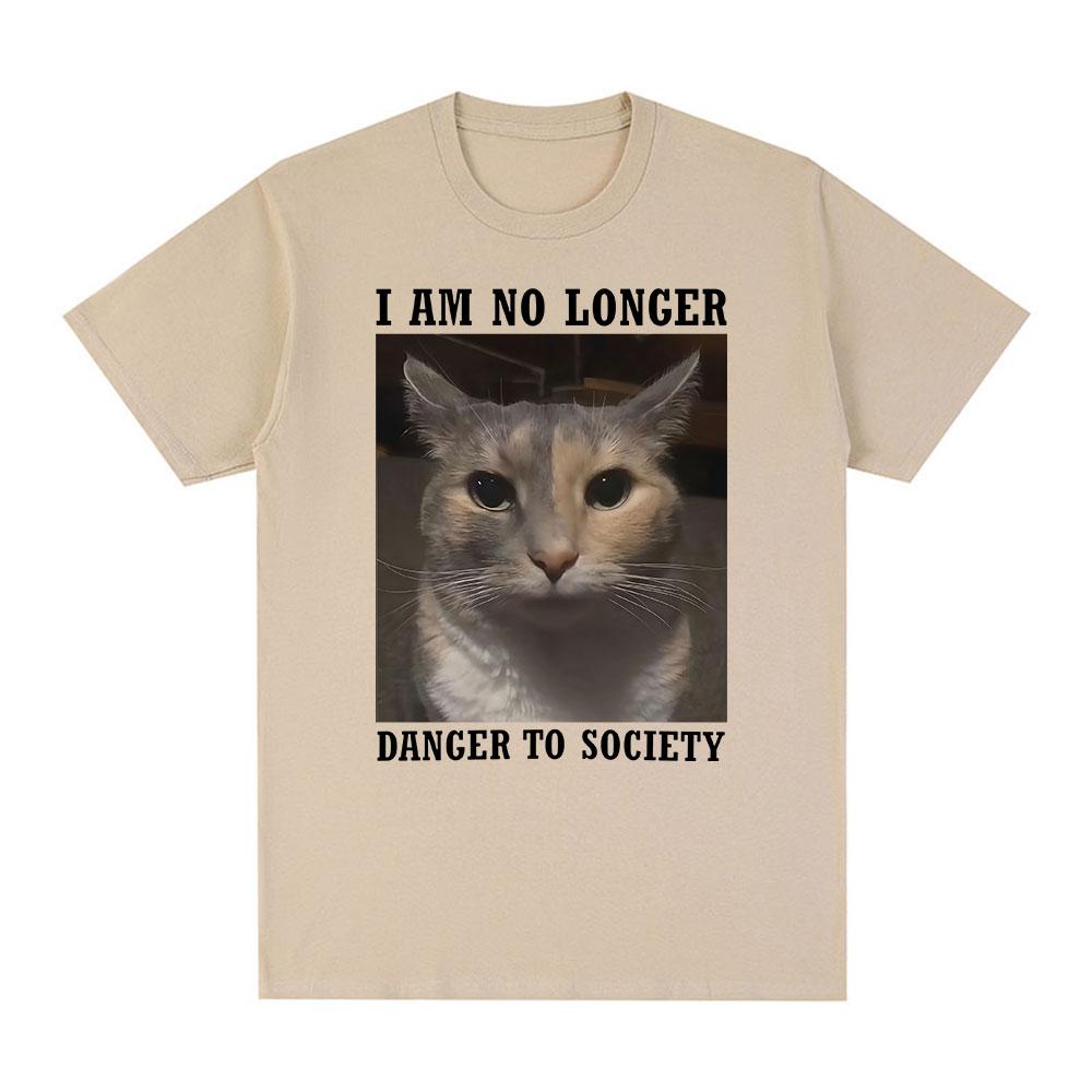 

Я больше не опасен для общества Смешная футболка с мемом про кота Мужская Женская Одежда Мода Футболки с коротким рукавом Хлопковая футболка оверсайз XXXL хаки