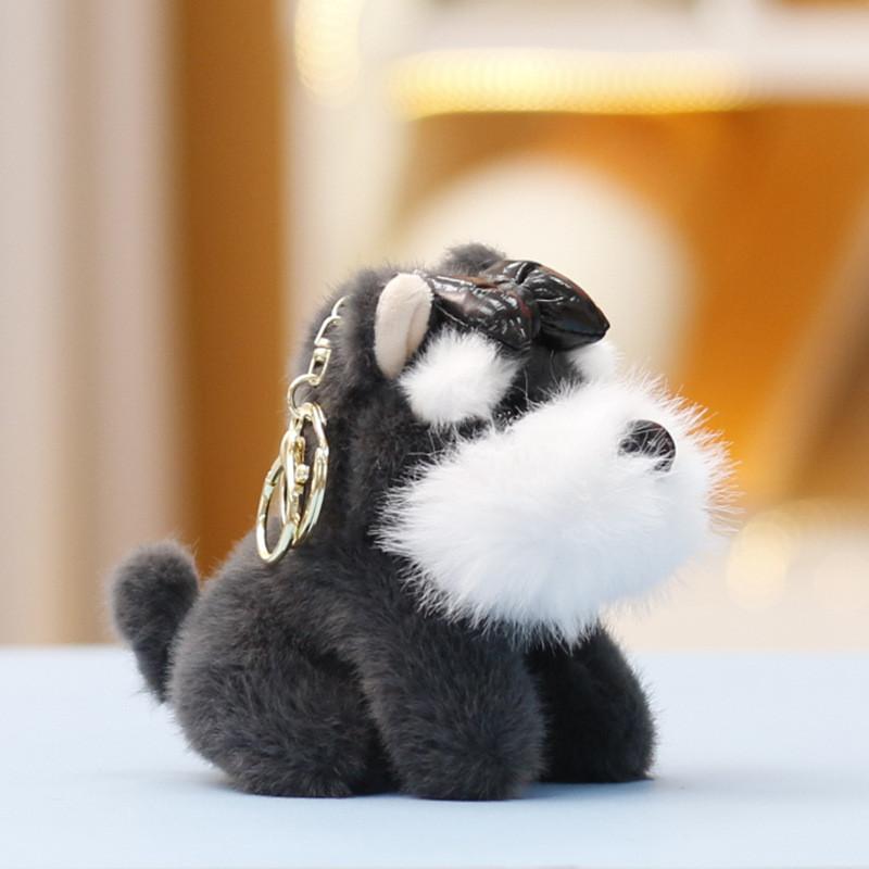Schnauzer Cute Stuffed Animal Doll Keyring Pendant For Backpack And Car Decor