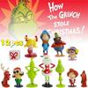 12 ks Grinch akční figurka hračky vánoční dárek dort ozdoba mini model panenka dekorace