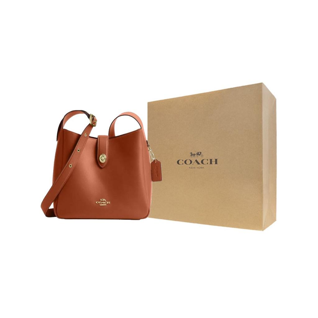 Coach Hadley 25 Multifunctional Gold Metal Accessories Leather Shoulder Crossbody Bag Medium Women Bags Brown Yellow CBH01-IMTN2