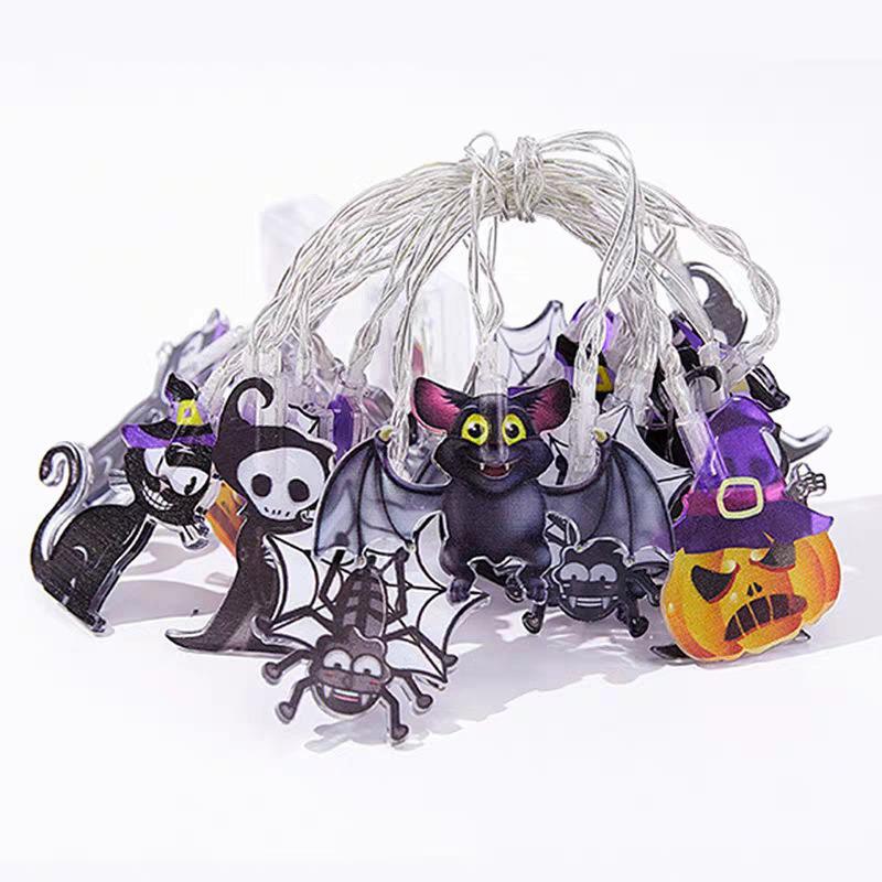 Colorful Halloween Pumpkin Bat Ghost String Lights for Spooky Decor