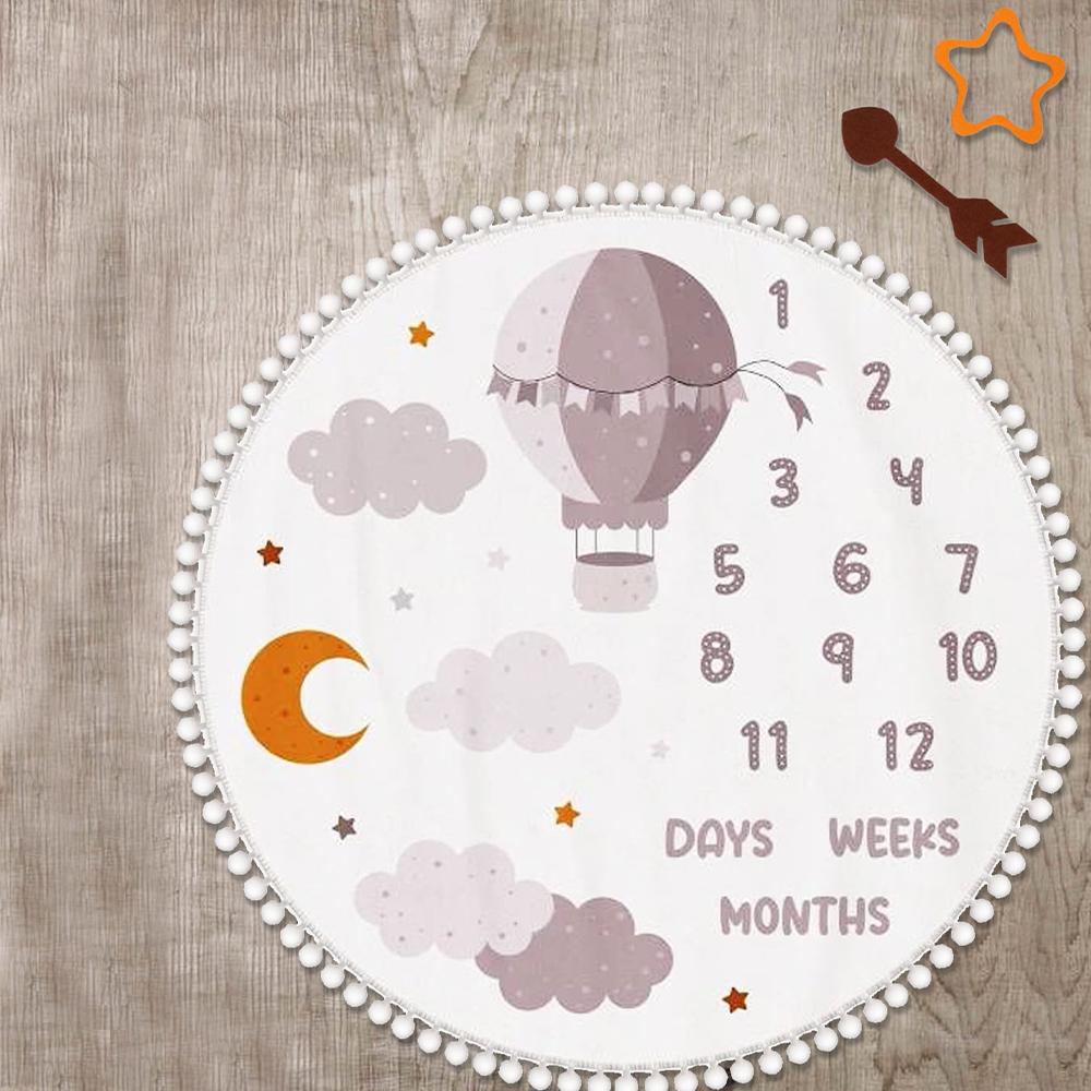 Ylsteed Flanellen Maand Mijlpaal Deken Baby Eerste Jaar Kalender Maandelijkse Groeigrafiek Douchecadeau Pasgeboren Fotografie Achtergrond (as the picture,100cm)
