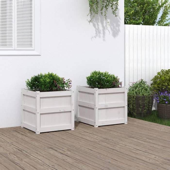 VidaXL Jardinières 2 pcs blanc bois de pin massif 837417