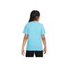 Nike Logo Print Round Neck Casual Short Sleeve T-Shirt Kids Tops Baltic-Blue FD0844-416