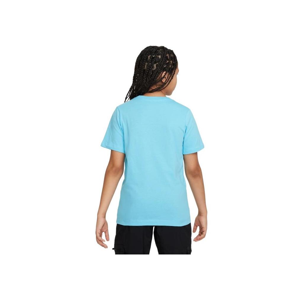 Nike Logo Print Round Neck Casual Short Sleeve T-Shirt Kids Tops Baltic-Blue FD0844-416