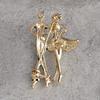 Blucome Red Enamel Social Dancing Women Men Brooch Gold-color Pins For Shoulder Scarf Suit Clips Clothes Decoration Jewelry Clip