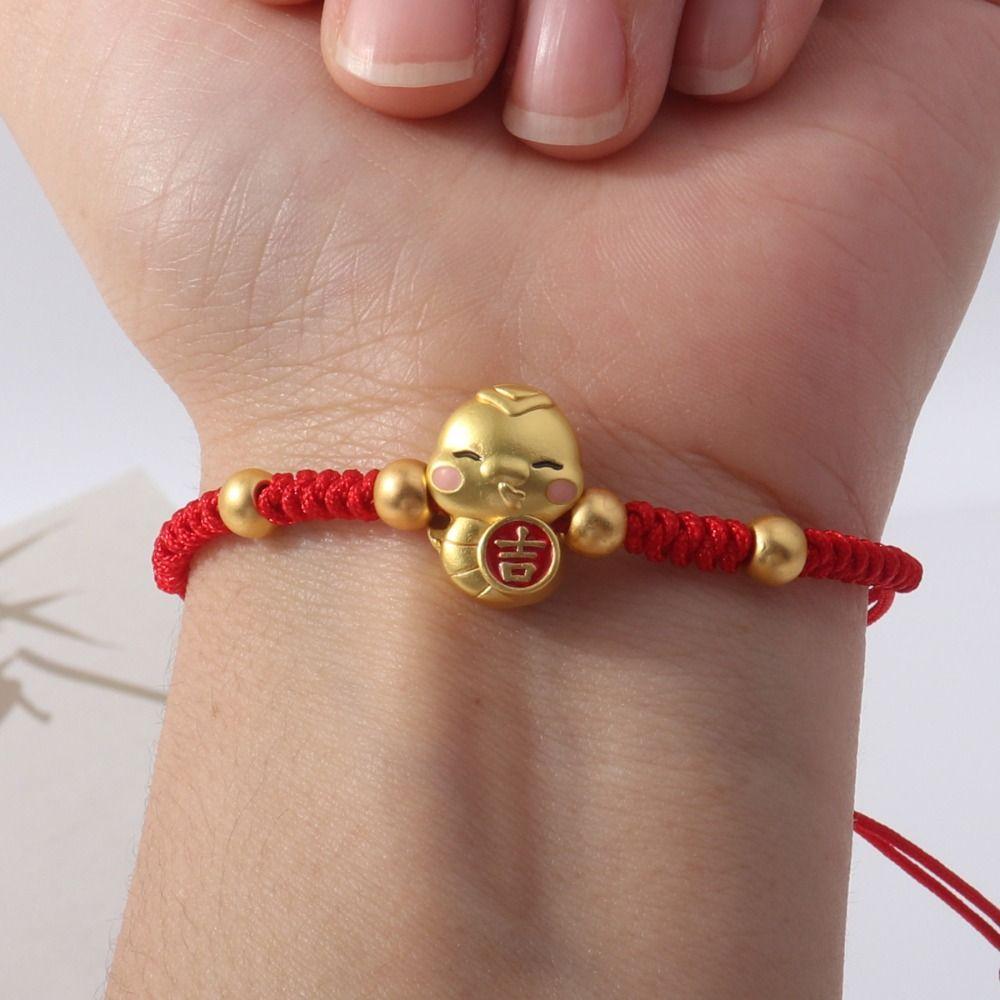 Chinese Style Lucky Red Rope New Year Fortune Bracelet Cute Snake Year Bracelet  Women