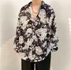 Unisex Thai Vintage Floral Long-Sleeve Shirt, Loose Fit for Street Dance, Spring/Autumn