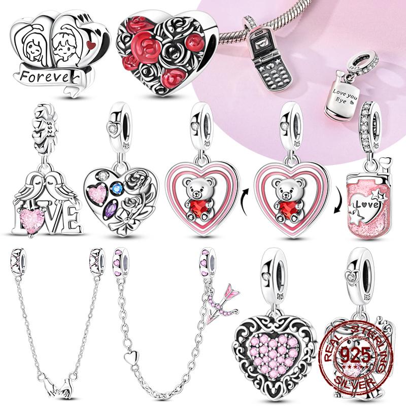 Valentines Day Charm Bead Charms Copper Couple Kiss Dangle Pendant Compatible With Bangle Bracelets Necklaces Do It Yourself Jewellery